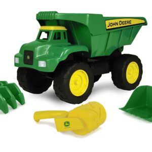 TOMY John Deere 15" Big Scoop Dump Truck with Sand Tools, Brown/a