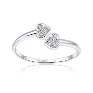 hoops & loops sterling silver cubic zirconia double heart toe ring