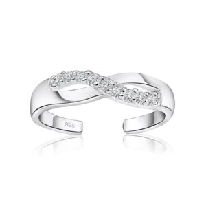 Hoops & Loops Sterling Silver Cubic Zirconia Infinity Toe Ring