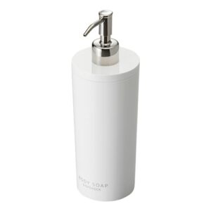 yamazaki 2932 tower body soap dispenser contemporary bottle pump for shower, round, white