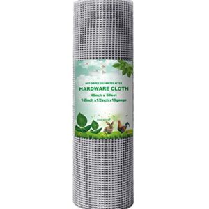 AMAGABELI GARDEN & HOME Hardware Cloth 1/2 inch 48inx50ft 19 Gauge Square Chicken Wire Galvanizing After Welding Fence Mesh Roll Raised Garden bed Plant Supports Poultry Netting Cage Snake Fence JW007