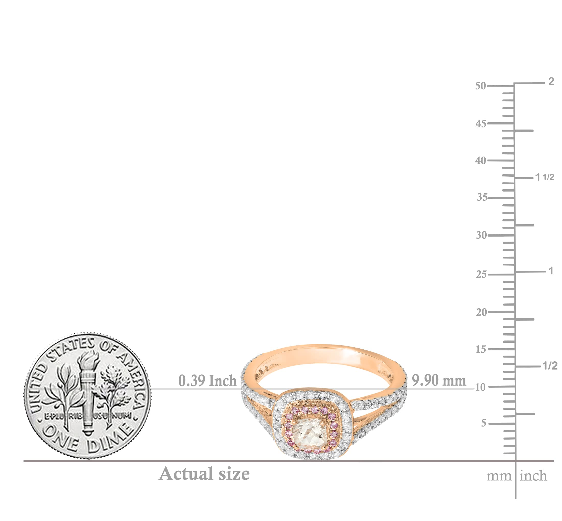 Dazzlingrock Collection 14K Cushion Morganite & Round Pink Sapphire & Diamond Bridal Engagement Ring, Rose Gold, Size 8.5