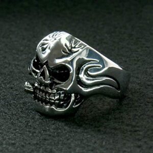 Hot Leathers Skull Cigar Ring (Silver, Size 13)