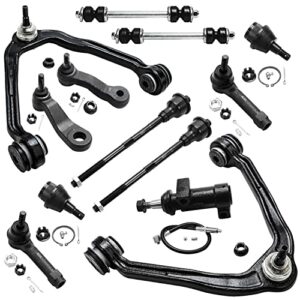 detroit axle - awd front end 13pc suspension kit for silverado sierra chevy gmc avalanche suburban yukon xl 1500 tahoe escalade esv ext, upper control arms lower ball joints sway bars tie rods