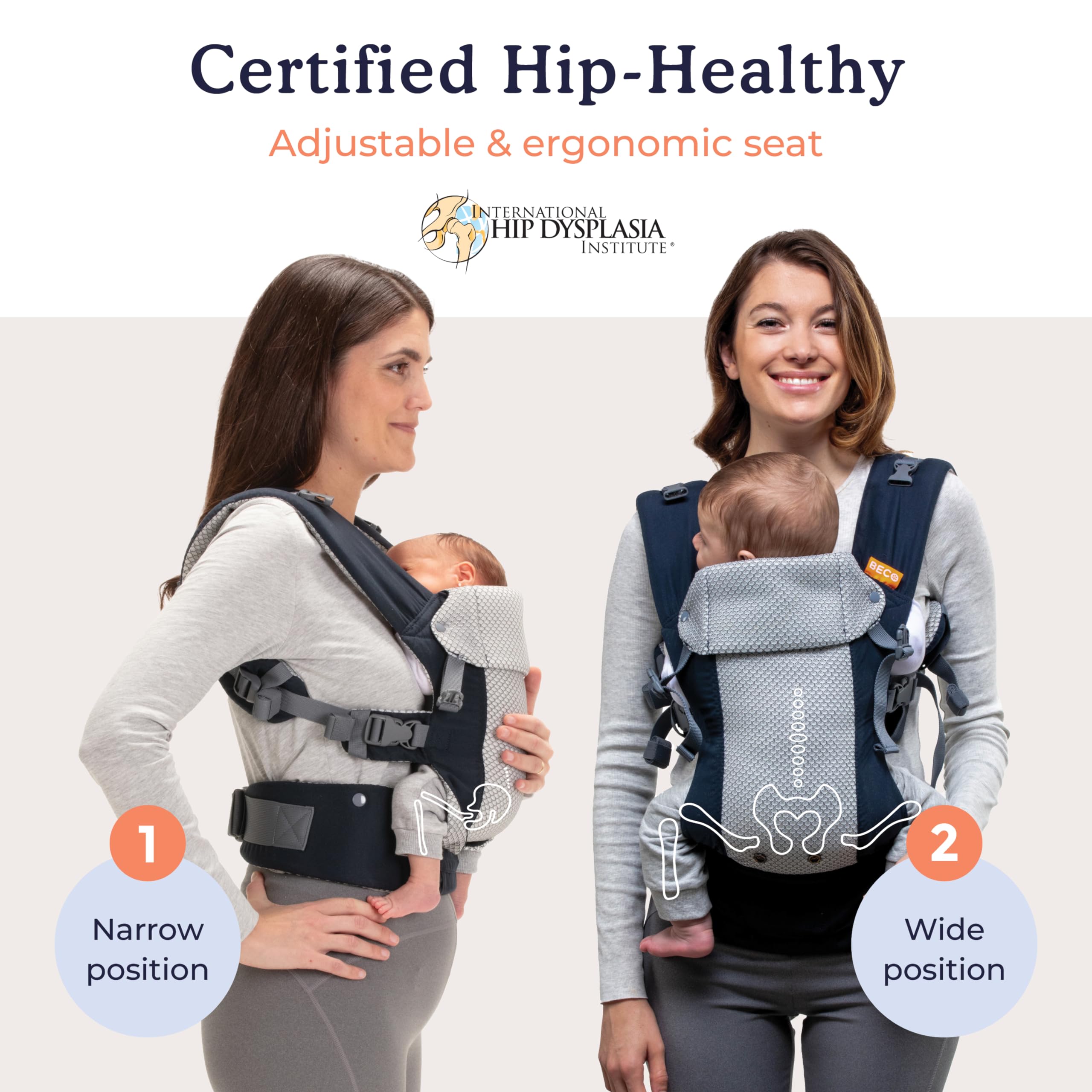 Beco Baby Carrier Gemini Newborn to Toddler - Front, Back and Hip Seat Carrier, Baby Carrier Backpack & Baby Front Carrier with Adjustable Seat, Ergonomic Baby Holder Carrier 7-35lbs (Cool Navy)