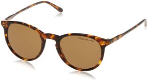 polo ralph lauren men's ph4110 semi-circular sunglasses, shiny antique havana/polarized brown, 50 mm