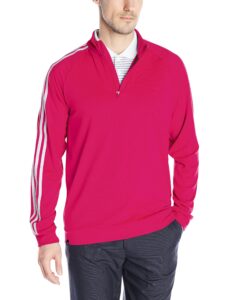 adidas golf men's golf 3-stripes 1/4 zip layering top, unity pink f, x-large