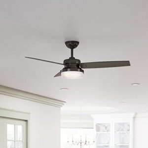 Hunter Fan Company Sentinel 52-inch Indoor Premier Bronze Modern Ceiling Fan With Bright LED Light Kit, Remote Control, and Reversible WhisperWind Motor Included