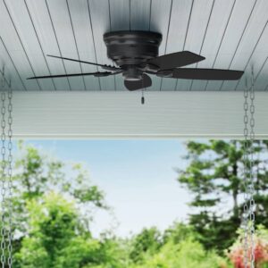 Hunter Fan Company 53118 Hunter 48" Sea Wind Indoor/Outdoor Low Profile Ceiling Fan, Matte Black Finish