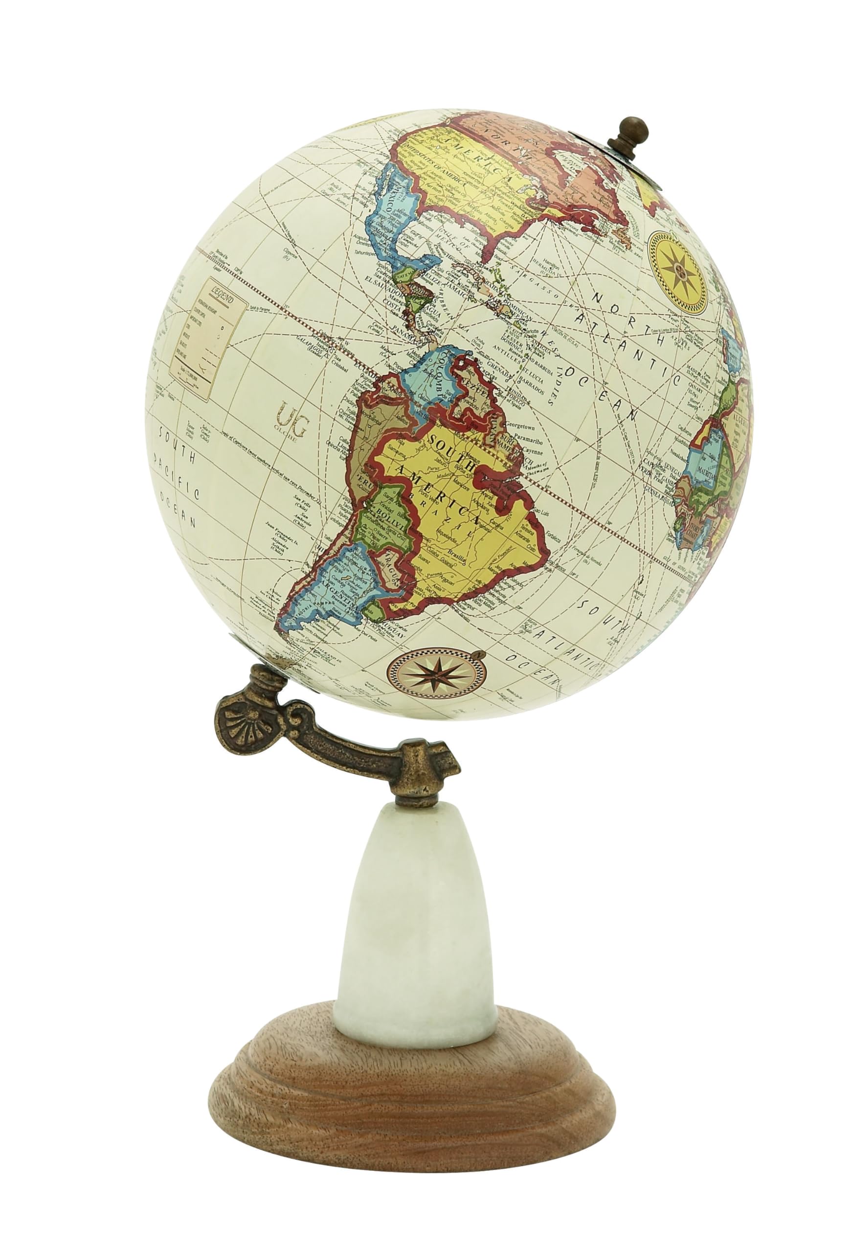 Deco 79 Mango Wood Globe, 8" x 8" x 14", White