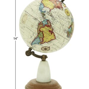 Deco 79 Mango Wood Globe, 8" x 8" x 14", White