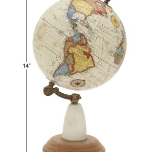 Deco 79 Mango Wood Globe, 8" x 8" x 14", White