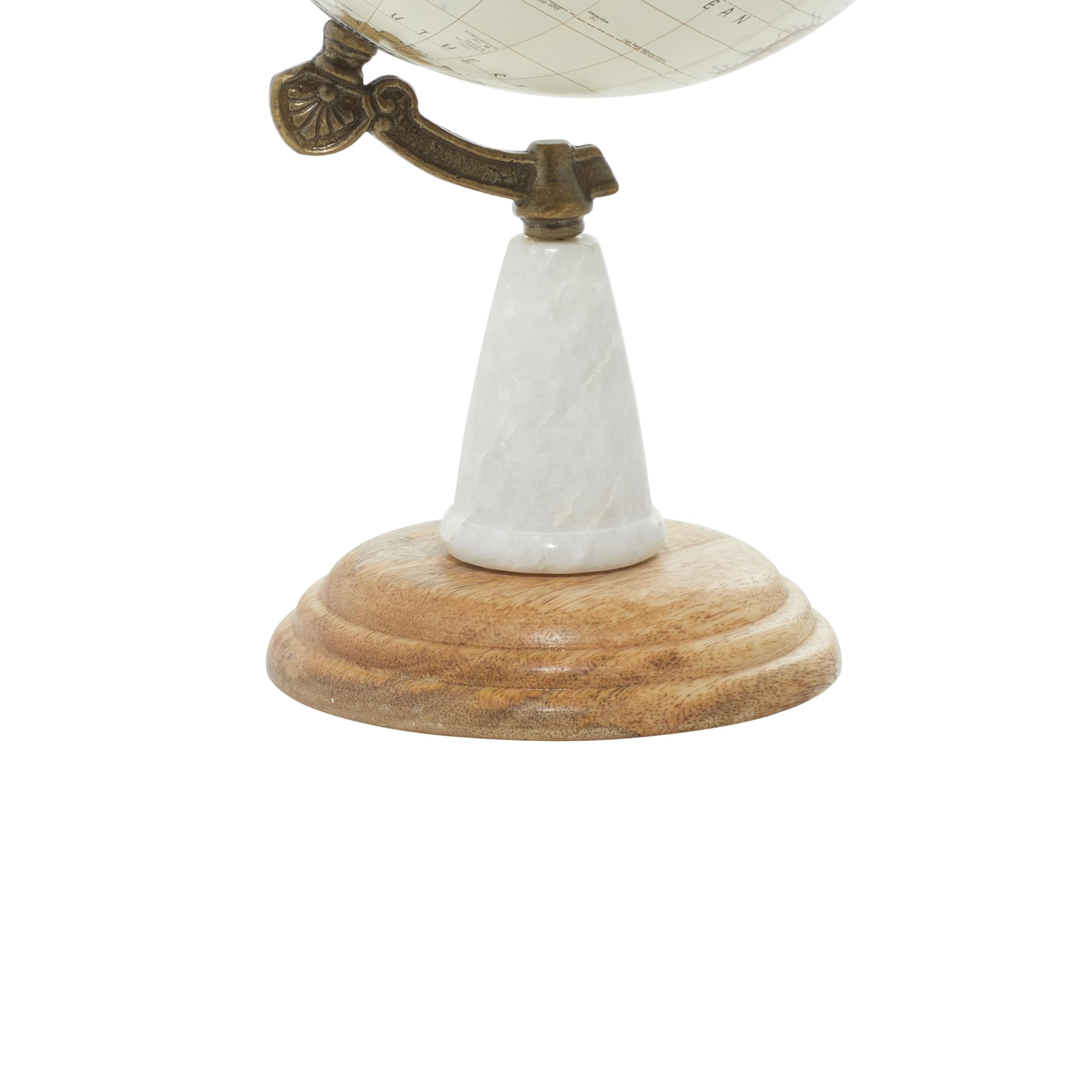 Deco 79 Mango Wood Globe, 8" x 8" x 14", White