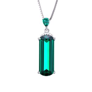 JewelryPalace 4.4ct Fancy Cut Simulated Green Nano Emerald Pendant Necklace for Women, 925 Sterling Silver White Gold Plated Necklace, Anniversary Gemstone Necklace for Women 18 Inches Chain