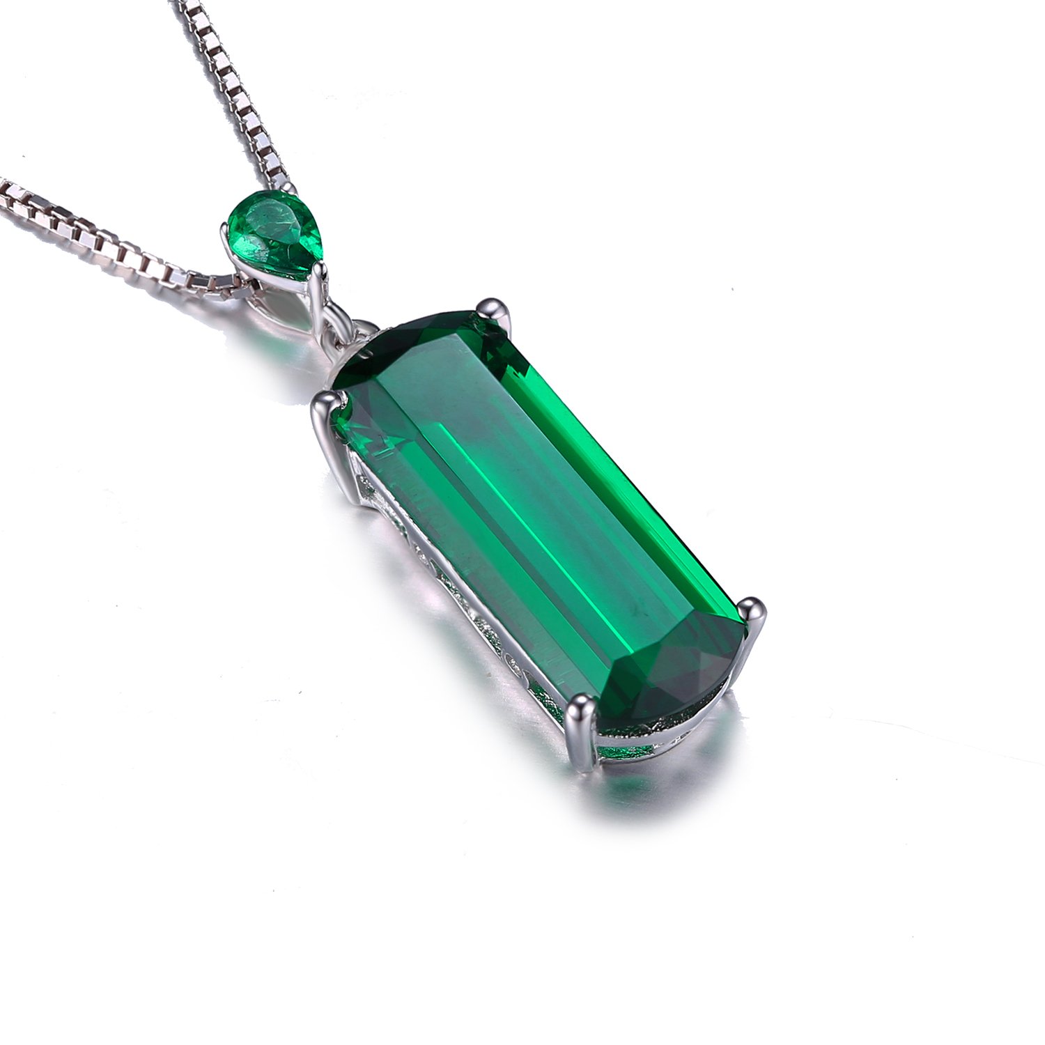 JewelryPalace 4.4ct Fancy Cut Simulated Green Nano Emerald Pendant Necklace for Women, 925 Sterling Silver White Gold Plated Necklace, Anniversary Gemstone Necklace for Women 18 Inches Chain