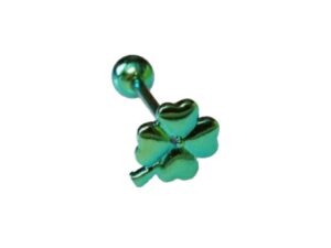 lobal domination 1pc titanium shamrock tongue ring 14g clover 16mm