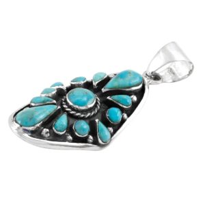 Turquoise Necklace 925 Sterling Silver Pendant & 18" Chain (Turquoise)