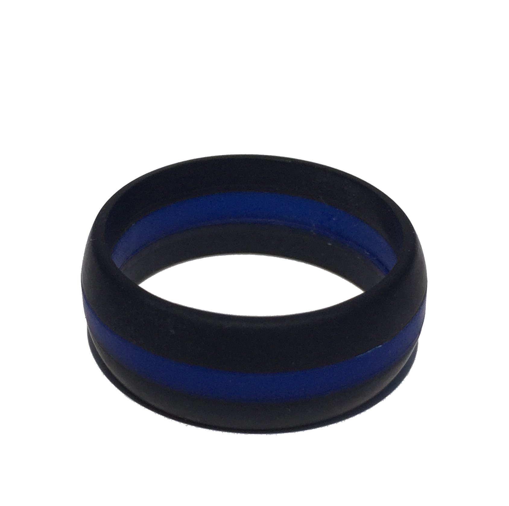 Tough Love Rings - Striped Black/Blue - Thick Band - Size 11