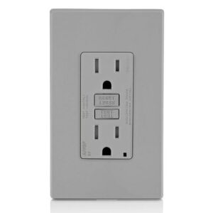 Leviton Dual-Function AFCI/GFCI Outlet, 15 Amp, Self Test, Tamper-Resistant with LED Indicator Light, Protection from Both Electrical Shock and Electrical Fires in One Device, AGTR1-GY, Gray