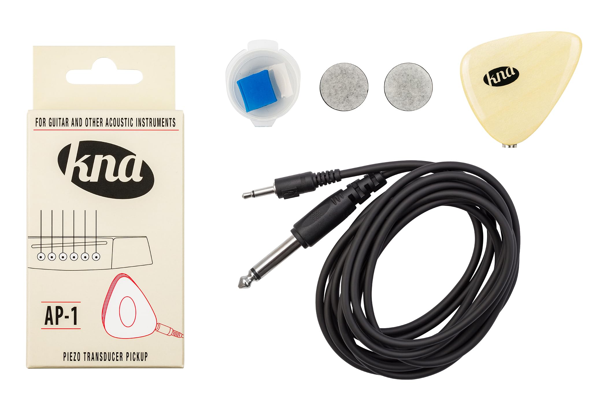 KNA Pickups 6 String Universal Stick-on Piezo Acoustic Instrument Pickup with Volume Control (AP-2),Ivory