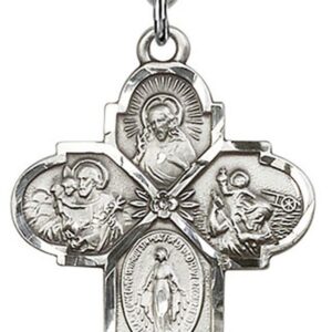 Heartland Store Sterling Silver 4 Way Cross Pendant + 24 1.7mm Inch Sterling Silver Chain & Clasp