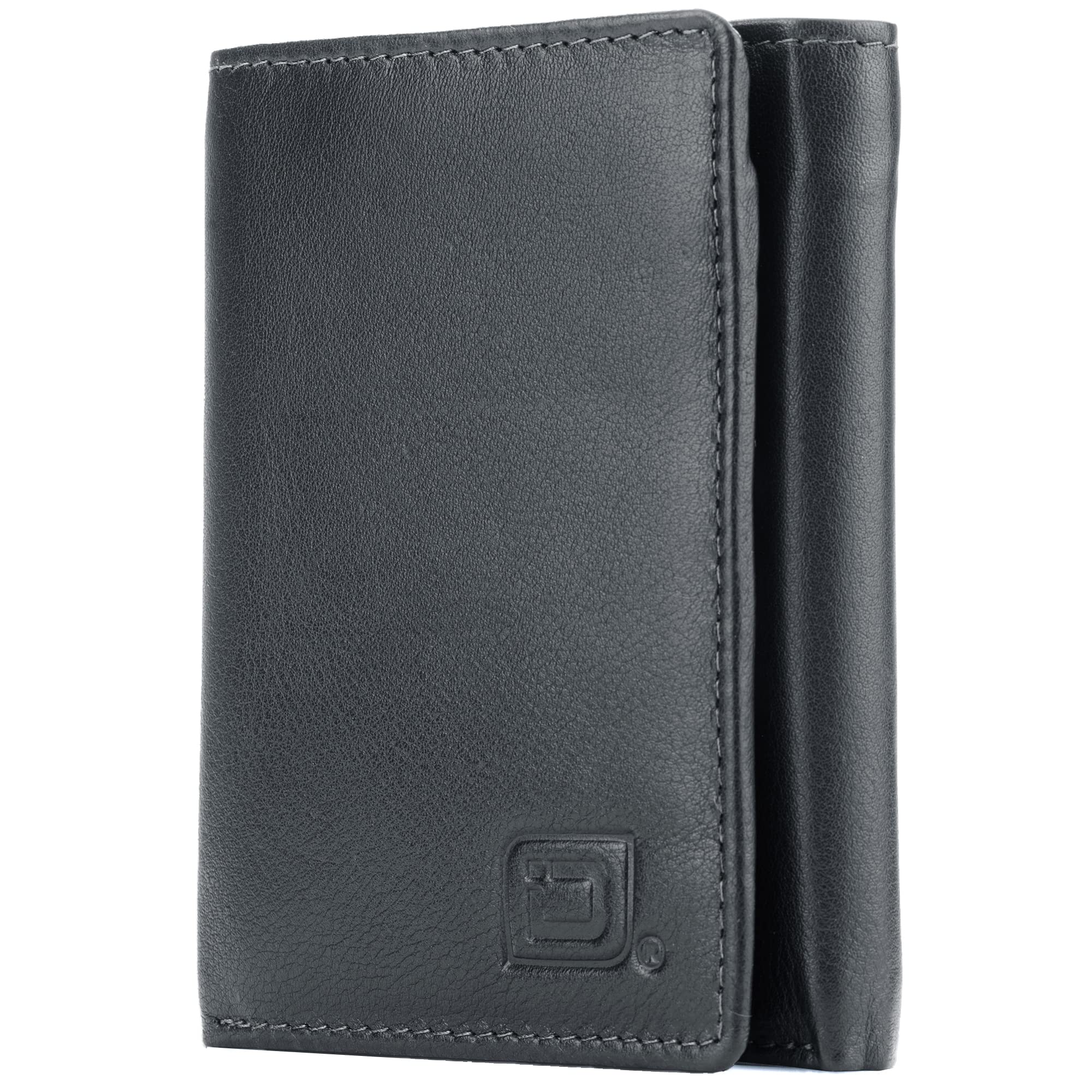 Leather Trifold Wallets for Men - RFID Blocking - Mens Trifold Wallet in Black