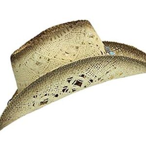 Western Toyo Straw Cowboy Hat, Shapeable w/Stylish Beaded Concho Band