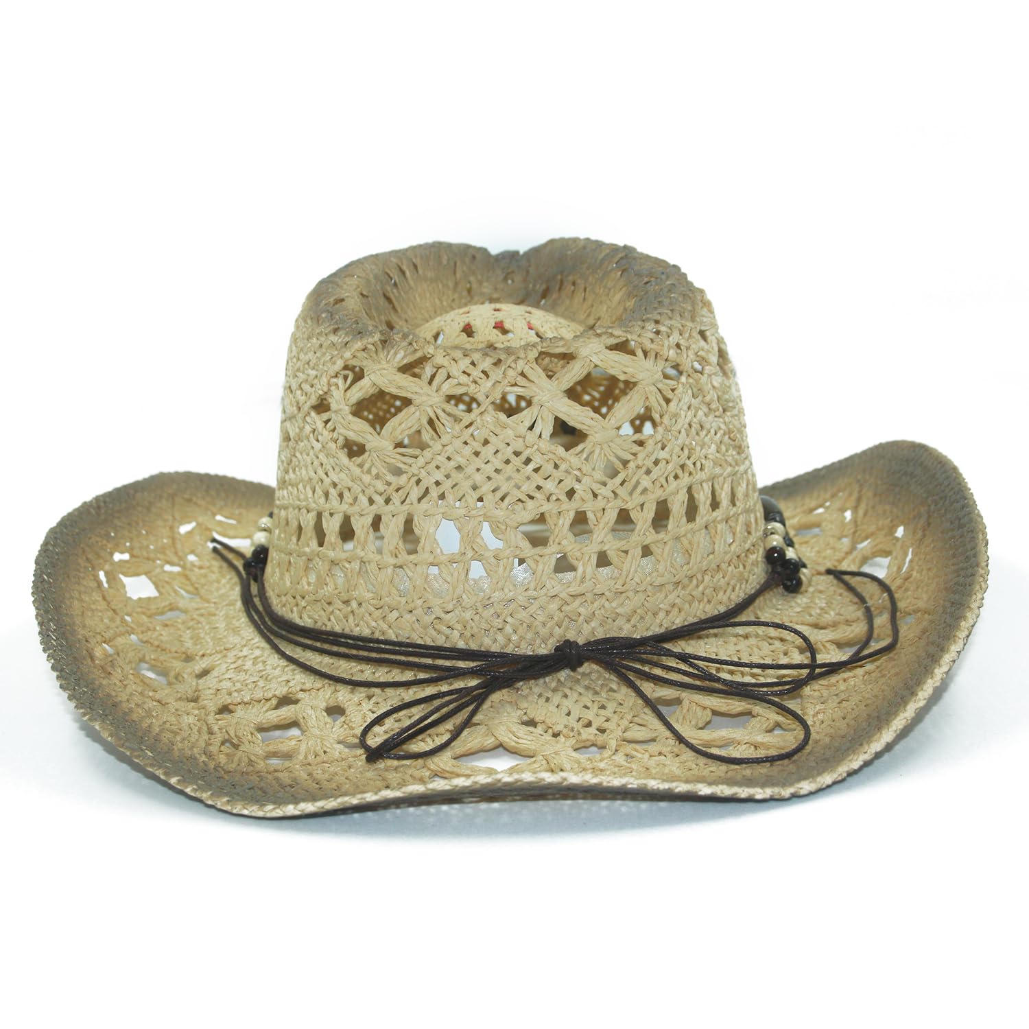 Western Toyo Straw Cowboy Hat, Shapeable w/Stylish Beaded Concho Band