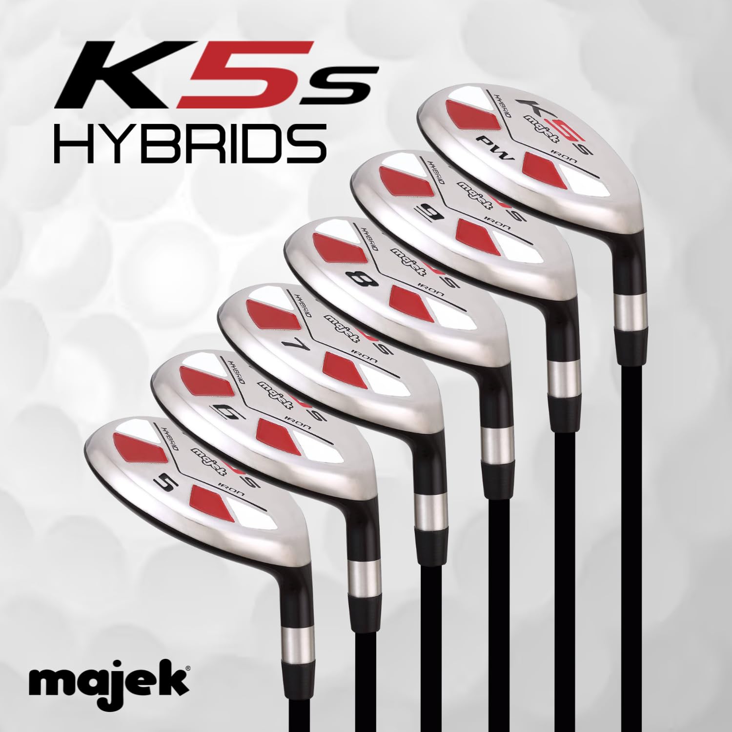 Senior Men’s Majek Golf All Hybrid Partial Set, which includes: #5, 6, 7, 8, 9, PW Senior Flex Right Handed New Utility “A” Flex Club