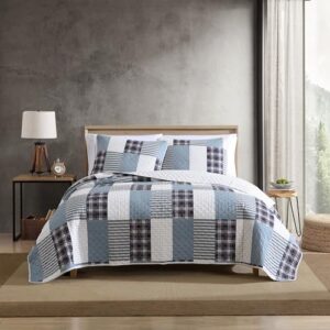 Eddie Bauer - Queen Quilt Set, Reversible Cotton Bedding with Matching Shams, Home Decor for All Seasons (Camano Island Plum, Queen)