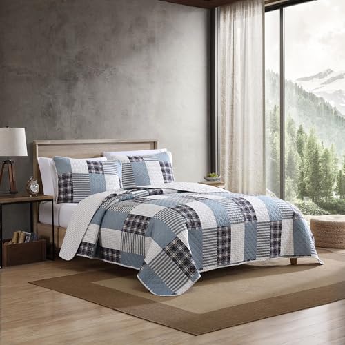 Eddie Bauer - Queen Quilt Set, Reversible Cotton Bedding with Matching Shams, Home Decor for All Seasons (Camano Island Plum, Queen)