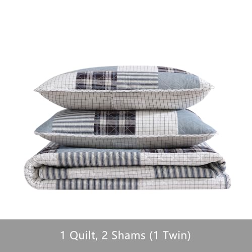 Eddie Bauer - Queen Quilt Set, Reversible Cotton Bedding with Matching Shams, Home Decor for All Seasons (Camano Island Plum, Queen)