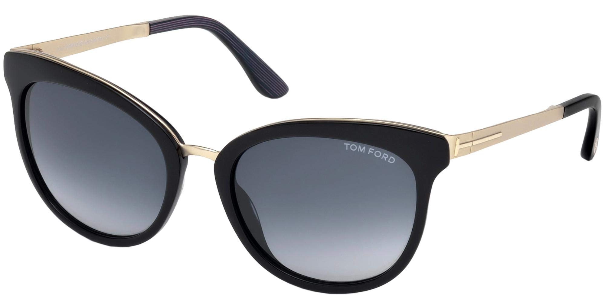 Tom Ford Oval Sunglasses TF461 Emma 05W Black/Iridescent Chalkstripe 56mm FT0461