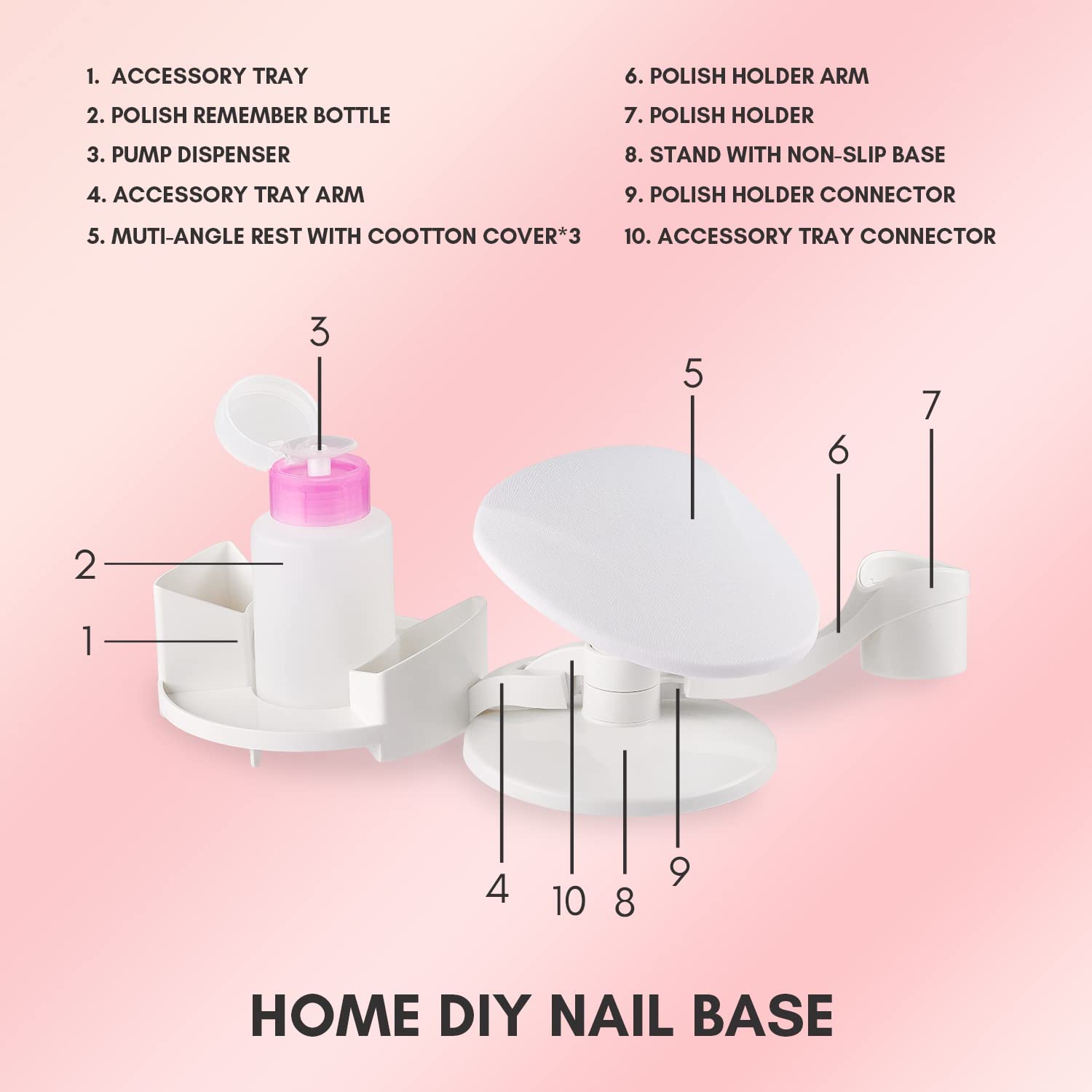 Makartt Nail Stand Hand Rest for Nails, Manicure Supplies, Nail Station Foot Rest for Pedicure with Multi Angle & Polish Trays, Nail Polish Stand Nail supplies for Salon Home DIY