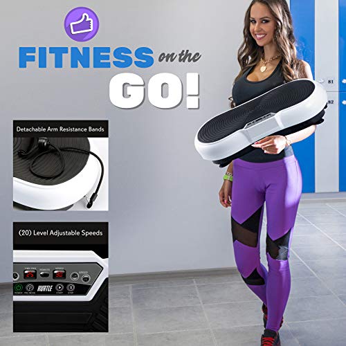 Hurtle Fitness Vibration Platform Workout Machine | Exercise Equipment For Home | Lymphatic Drainage |Weight Loss Fat Burner & Toning for Women & Men Includes Remote Control & 2 Balance Straps