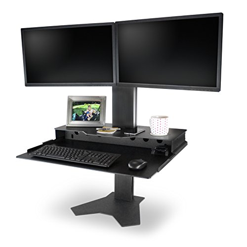 The Duke Standing Desk Converter for Dual Monitors Up to 30 lbs w/VESA Mount - Made in The USA