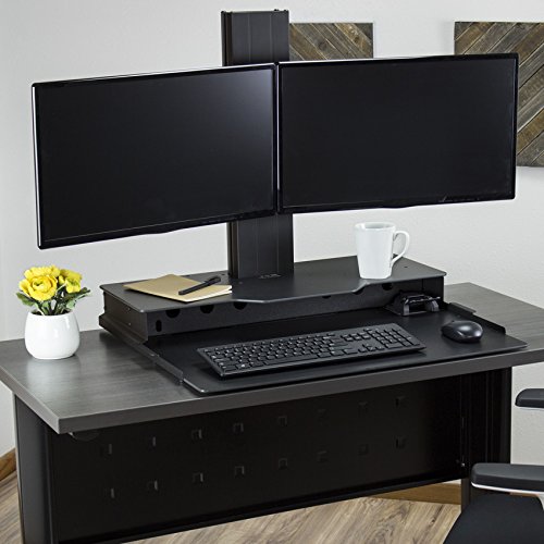 The Duke Standing Desk Converter for Dual Monitors Up to 30 lbs w/VESA Mount - Made in The USA