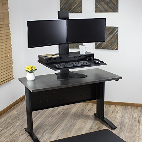 The Duke Standing Desk Converter for Dual Monitors Up to 30 lbs w/VESA Mount - Made in The USA