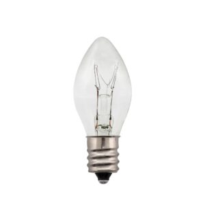 Creative Hobbies 3228x25-7 Watt, C7 Night Light, 40 Lumens, Long Life, Clear, E12 Candelabra Base, C7 Replacement Bulbs, Incandescent Light Bulb | 25 Pack