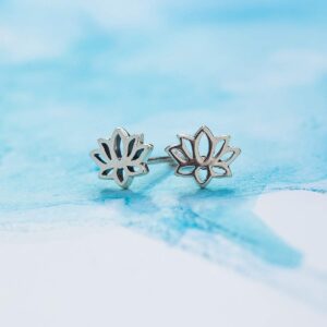 Boma Jewelry Sterling Silver Lotus Blossom Flower Stud Earrings