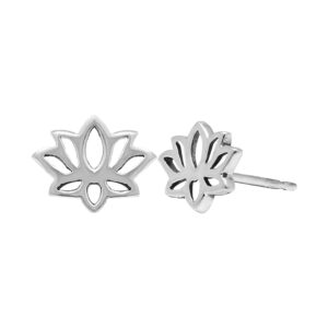 Boma Jewelry Sterling Silver Lotus Blossom Flower Stud Earrings