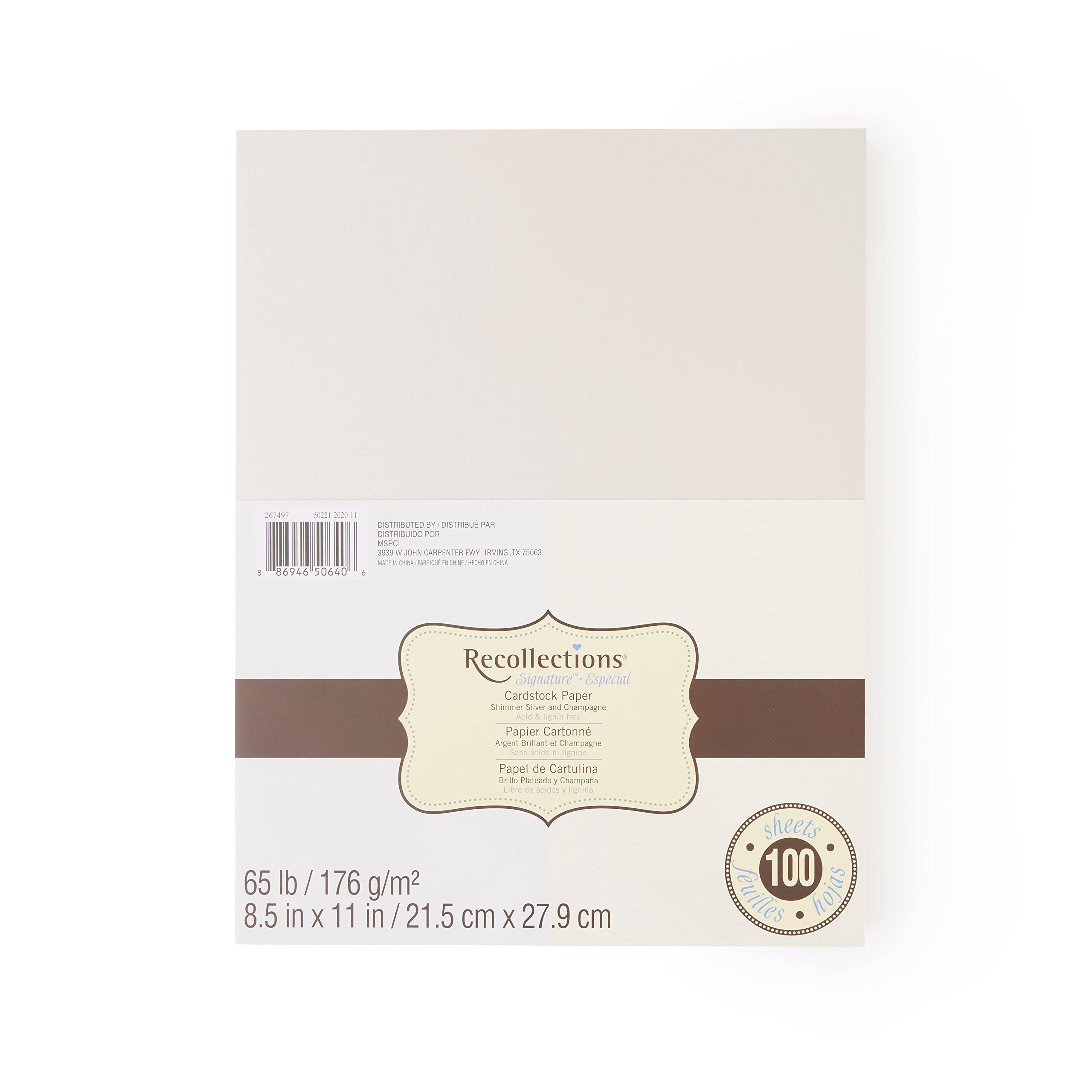 MICHAELS Shimmer Silver & Champagne 8.5”; x 11”; Cardstock Paper by Recollections®, 100 Sheets