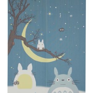 Studio Ghibli Totoro Noren Curtain Tapestry Winter Sky and Crescent Moon