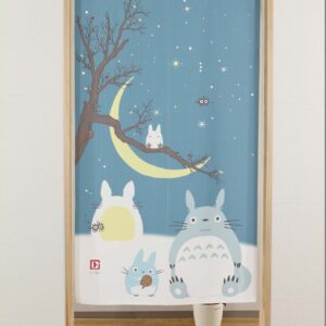 Studio Ghibli Totoro Noren Curtain Tapestry Winter Sky and Crescent Moon