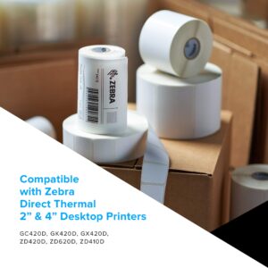 Zebra 2 x 1 in Direct Thermal Paper Labels Z-Perform 2000D Permanent Adhesive Shipping Labels 1 in Core 6 rolls 10031634SP