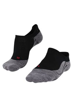 falke women's tk5 wander invisible hiking socks, no show, light padding, athletic, breathable quick dry, merino wool, black (black-mix 3010), 5-6, 1 pair