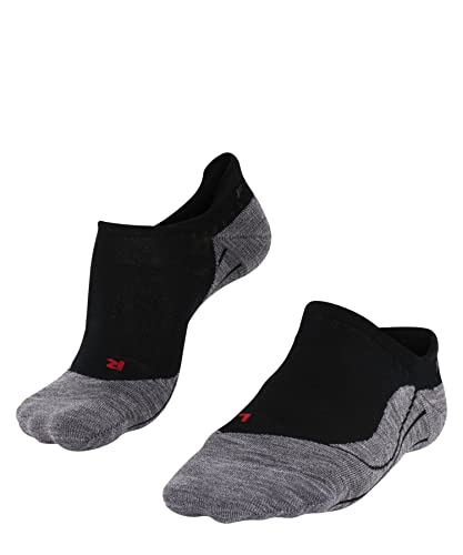 FALKE Women's TK5 Wander Invisible Hiking Socks, No Show, Light Padding, Athletic, Breathable Quick Dry, Merino Wool, Black (Black-Mix 3010), 5-6, 1 Pair