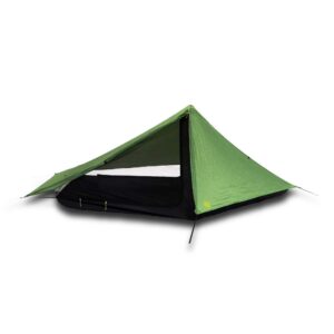 Six Moon Designs Skyscape Scout Green 1 Person Ultralight Tent. Just 38 oz. Affordable Backpacking Tent. Polyurethane Coated 190T Polyester. Trekking Pole Setup. Great First Ultralight.