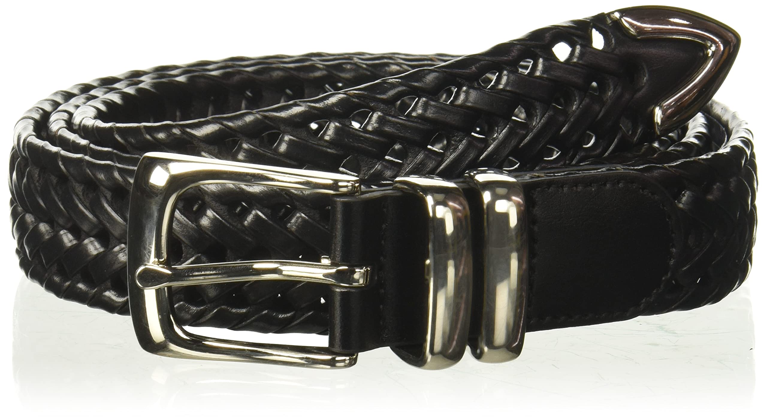 Portfolio Braided Belt With Genuine Leather (Sizes 30-54 Inches), Black, 36