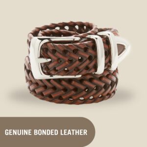 Portfolio Braided Belt With Genuine Leather (Sizes 30-54 Inches), Luggage, 36